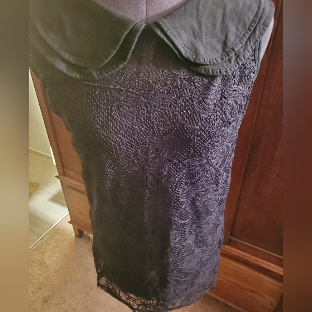 Lady In Black Floral Netted Sleeveless Mini Dress